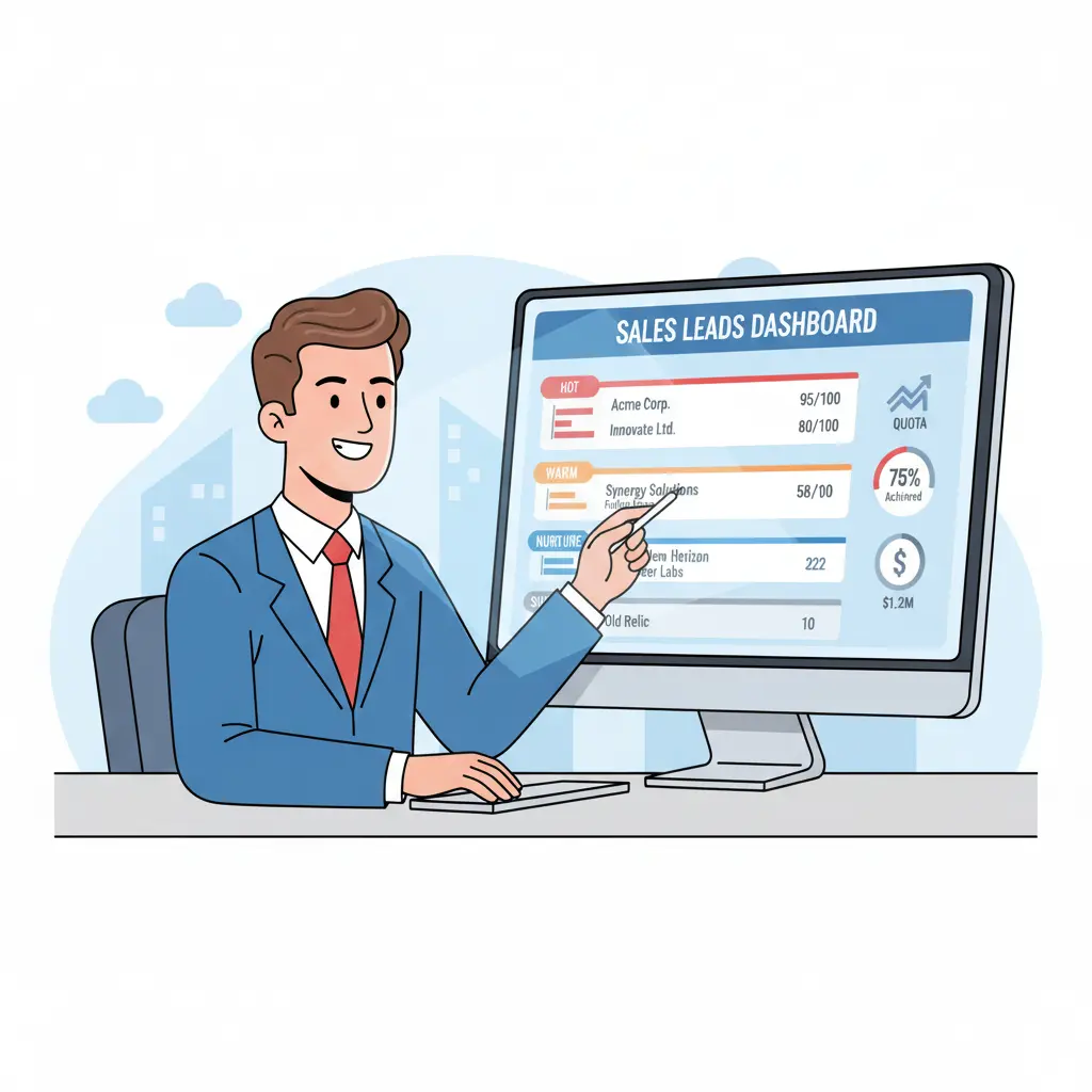 Dashboard de lead scoring mostrando leads segmentados por tier